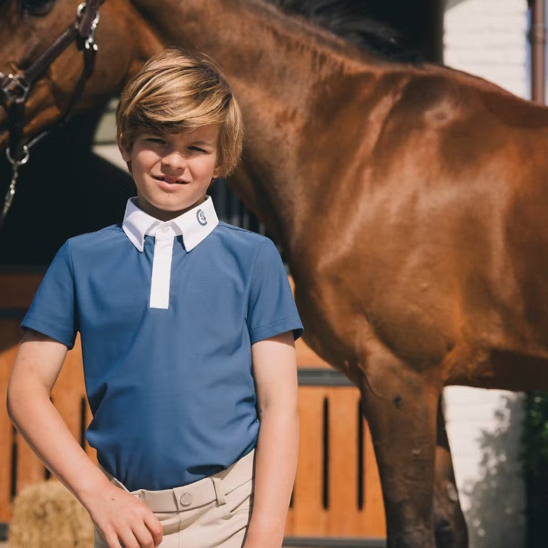 Kentucky Horsewear - Polo de concours Osaka Kids garçon manches courtes marine