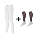 Kingsland - Pack Pantalon d'équitation femme KLKira blanc + Chaussettes d'équitation Classic Show noir offertes | - Ohlala