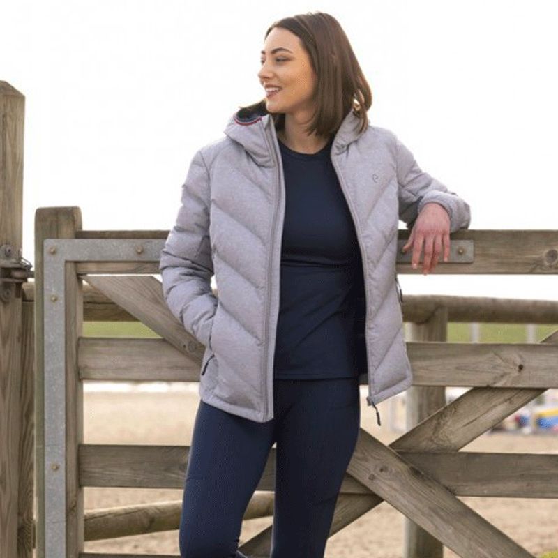 Equithème - Gesteppte Damen Langarmjacke Lara Grau Meliert | - Ohlala