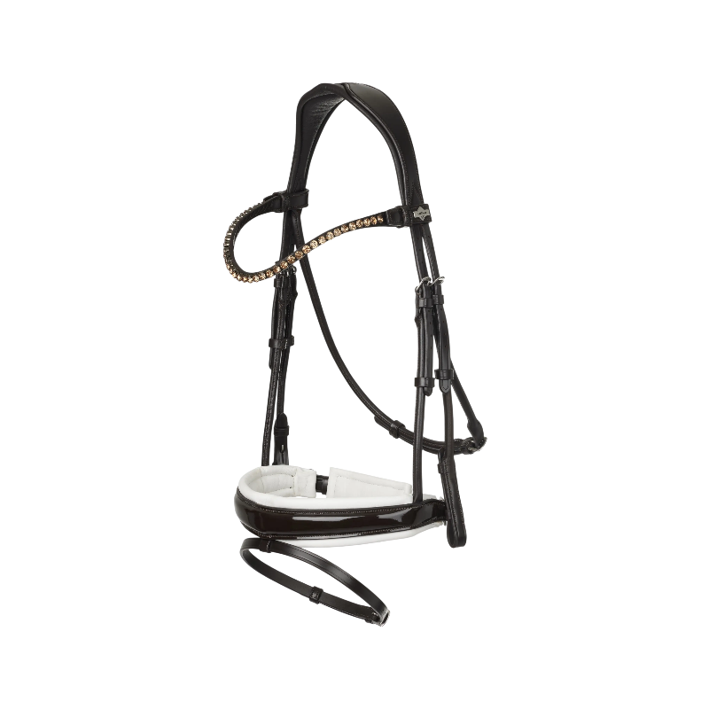 Lemieux - Bridon de dressage Kudos Patent marron/ blanc | - Ohlala