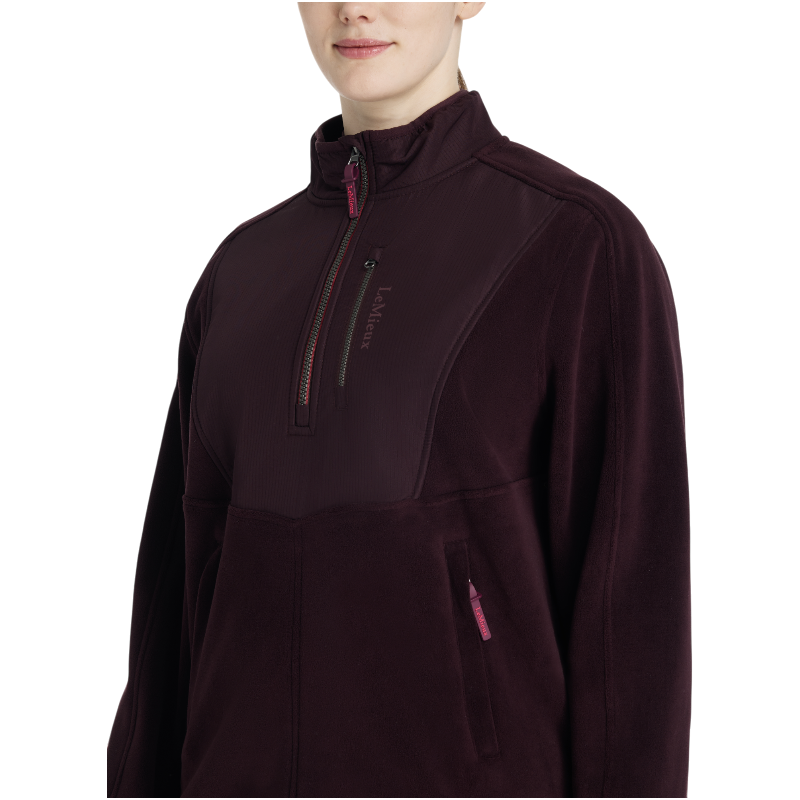 LeMieux - Dames bi-materiaal fleece met rits Clara damson | - Ohlala