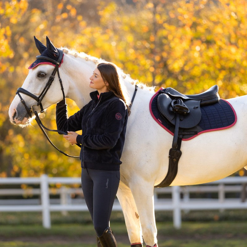 Lemieux - saddle pad Marine/cranberry suede square