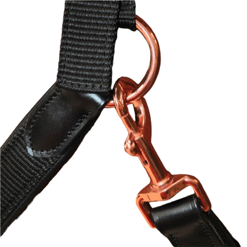 Flags & Cup - Horse halter nylon and leather black / rose gold | - Ohlala