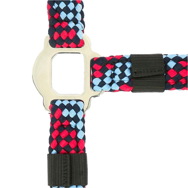Equithème - Braided halter and lead rope fuchsia/ sky blue/ navy | - Ohlala