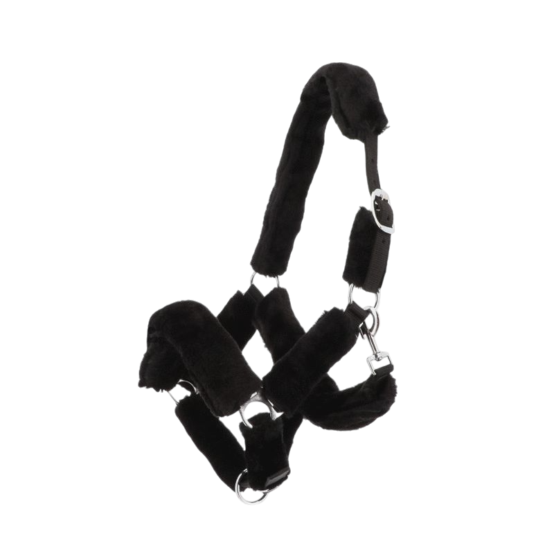 Norton - "Full" synthetic sheepskin headcollar black/black | - Ohlala