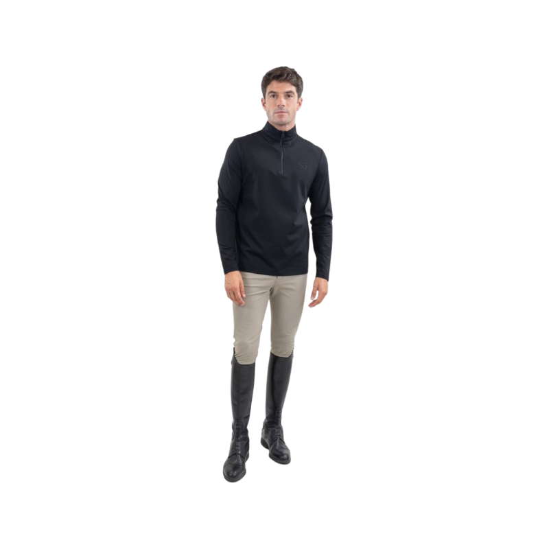 SG - Polo à manches longues homme Minka noir | - Ohlala