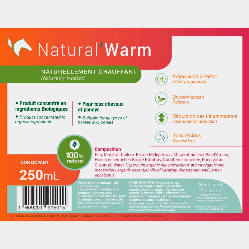 Natural' Innov - 温感ジェル Natural'Warm 250ml | - Ohlala
