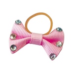 Equithème - Vlecht strikjes met transparante strass roze | - Ohlala