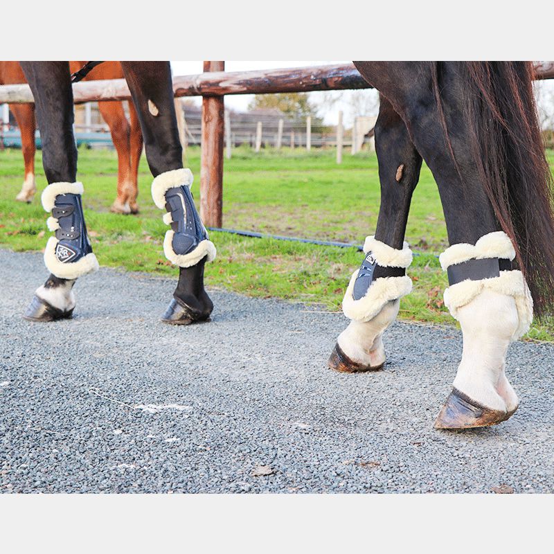 Norton - Polainas de caballo XTR con botones borreguillo azul marino | - Ohlala