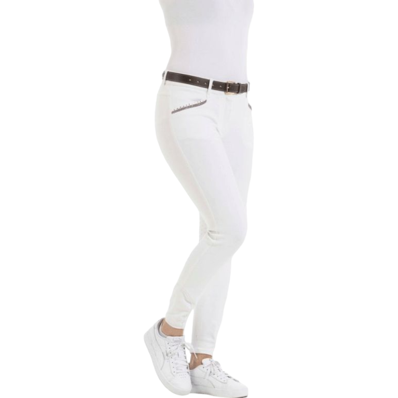 Equithème - Kim women's organic cotton riding breeches white | - Ohlala