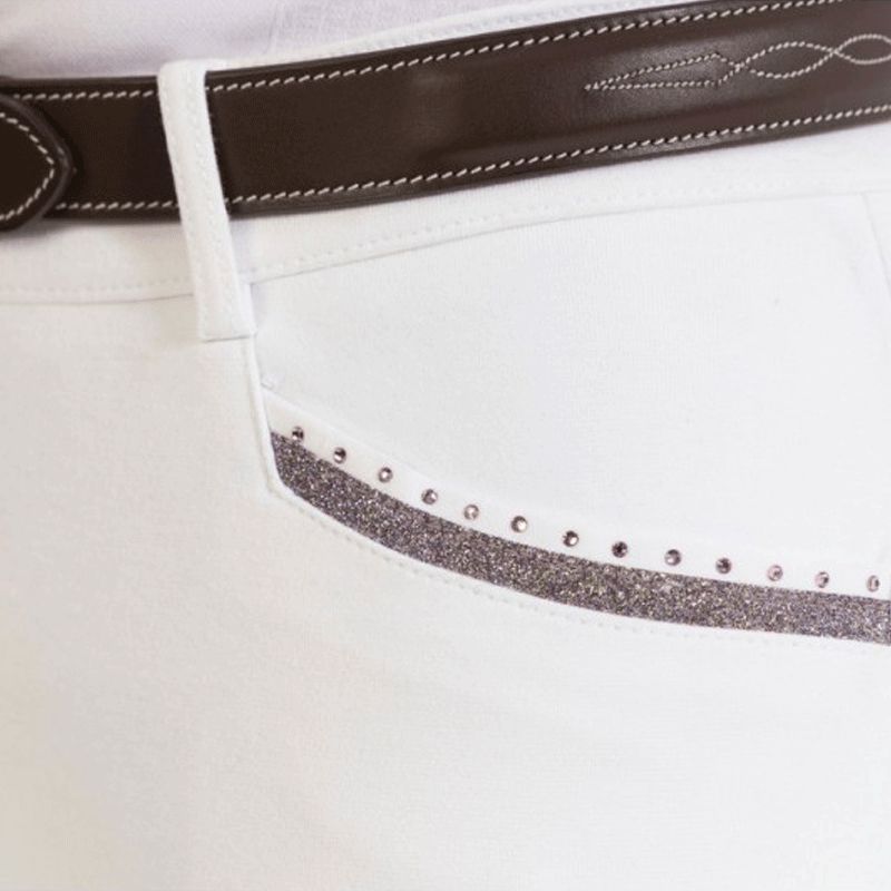 Equithème - Kim women's organic cotton riding breeches white | - Ohlala