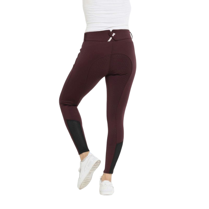 Equithème - Women's full grip riding breeches Claudine burgundy | - Ohlala