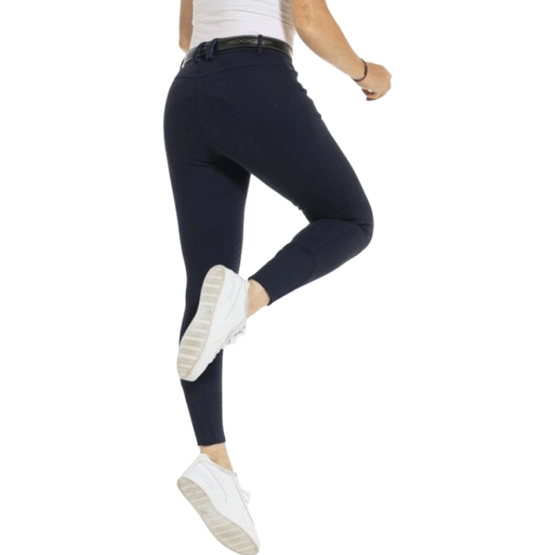 Equithème - Pantalón de equitación mujer Kim algodón orgánico azul marino | - Ohlala