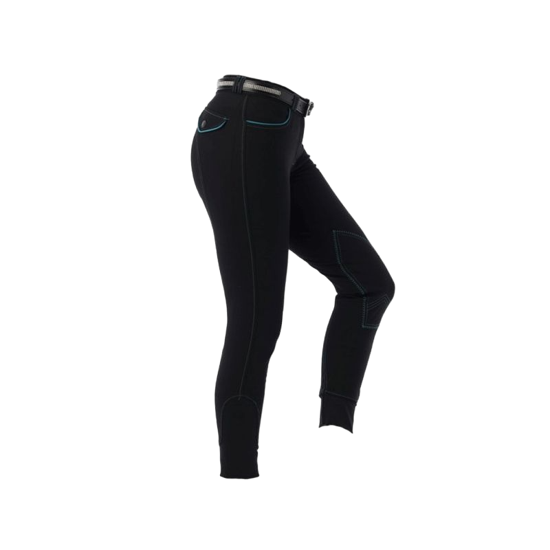 Equithème - Women's Verona Black/Turquoise Riding Breeches | - Ohlala