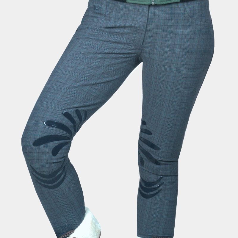 Flags & Cup - Damen Reithose Checks Grau | - Ohlala
