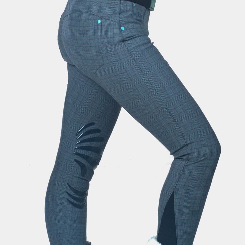 Flags & Cup - Damen Reithose Checks Grau | - Ohlala