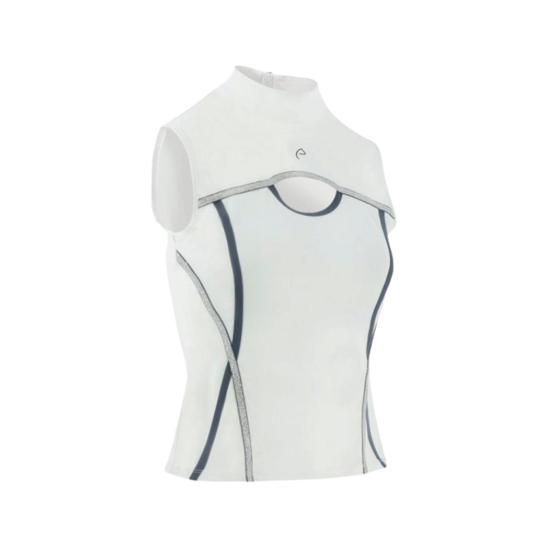 Equithème - Polo senza maniche donna Puebla bianco/grigio | - Ohlala