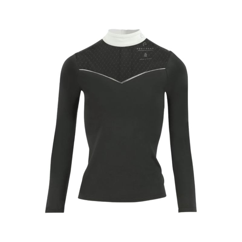Equithème - Damen-Poloshirt mit langen Ärmeln Valencia schwarz | - Ohlala