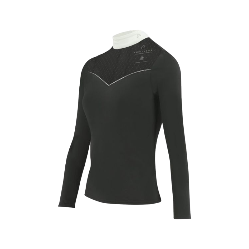 Equithème - Damen-Poloshirt mit langen Ärmeln Valencia schwarz | - Ohlala