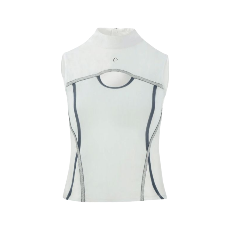 Equithème - Polo senza maniche donna Puebla bianco/grigio | - Ohlala