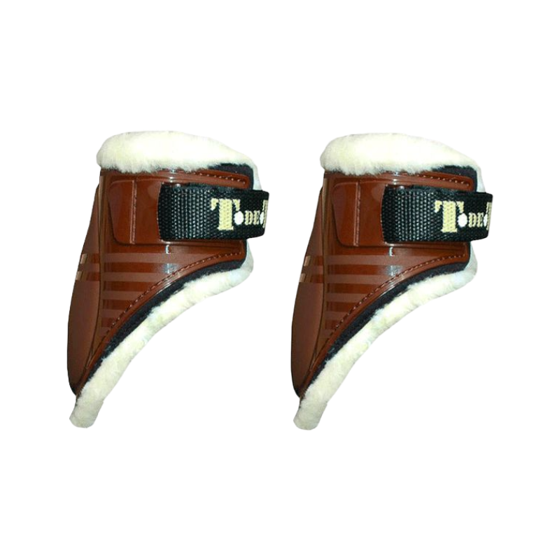 TdeT - Protèges boulet doublé mouton synthétique marron foncé | - Ohlala