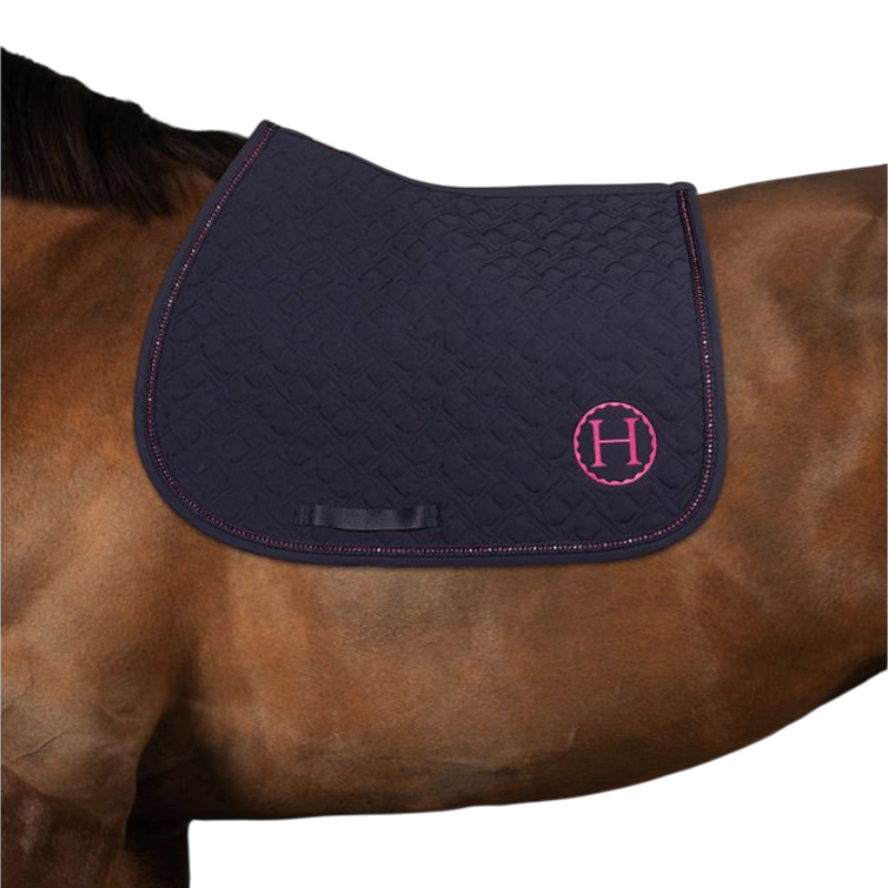 Harcour - Saphir Pink October saddle pad, navy/pink