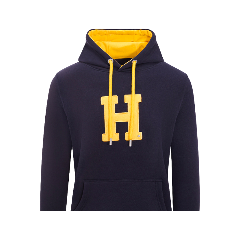 Hagg - Felpa con cappuccio uomo blu marino/ giallo | - Ohlala