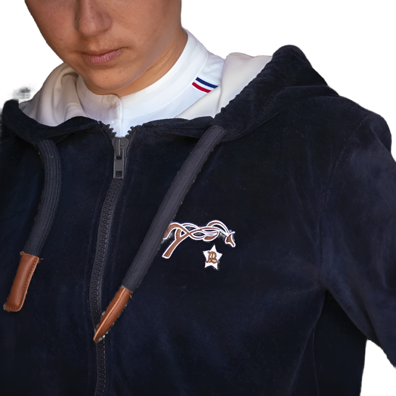 Pénélope - Sweat zip Emy velvet marine | - Ohlala