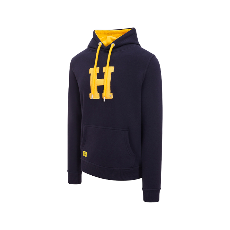 Hagg - Felpa con cappuccio uomo blu marino/ giallo | - Ohlala