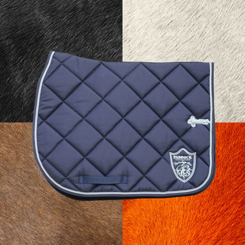 Paddock Sport - Prems navy saddle pad with badge | - Ohlala