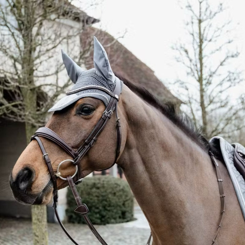 Kentucky Horsewear - Bonnet anti-ruidos para caballos Wellington Basic Velvet gris | - Ohlala