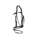 Dyon - Black leather bridle with plaited noseband and removable curb chain | - Ohlala