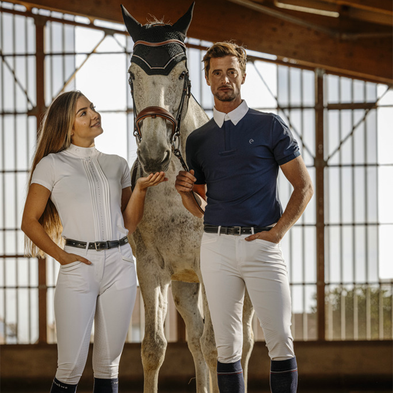 Equithème - Wedstrijdpoloshirt met korte mouwen heren Wellington marine | - Ohlala