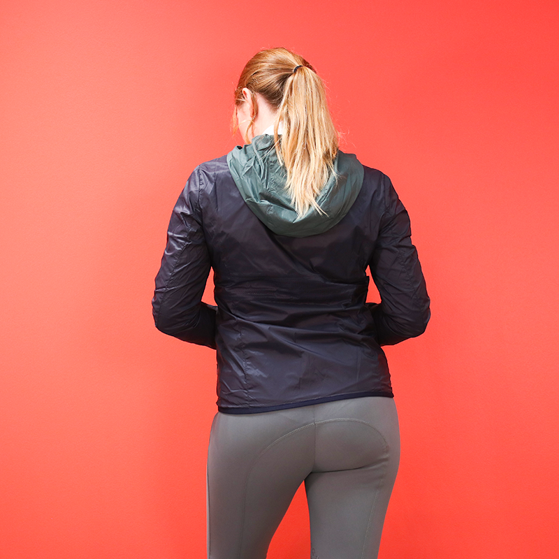 Cavalleria Toscana - Giacca con cappuccio donna leggera e reversibile blu navy/verde | - Ohlala