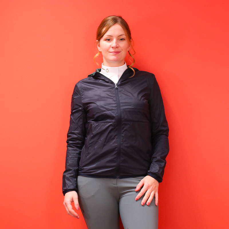 Cavalleria Toscana - Giacca con cappuccio donna leggera e reversibile blu navy/verde | - Ohlala