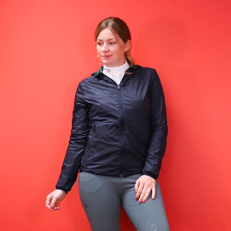Cavalleria Toscana - Giacca con cappuccio donna leggera e reversibile blu navy/verde | - Ohlala