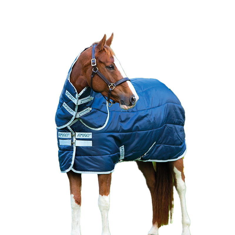 Horseware - Derka stajenna Amigo Insulator Plus z pokrowcem na szyję granatowa/srebrna 200g | - Ohlala