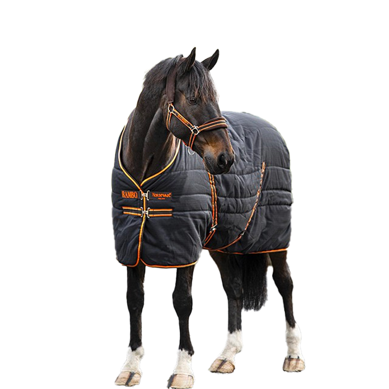 Horseware - Stalldecke Rambo schwarz/orange 200g | - Ohlala