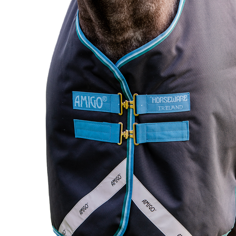 Horseware - Derka zewnętrzna Amigo Bravo 12 Original granat/turkus 100g | - Ohlala