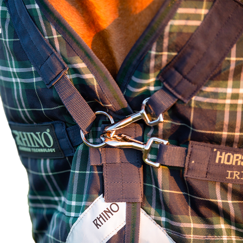 Horseware - Turnout Rug Rhino Wug High Neck navy/ green check 250g | - Ohlala