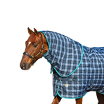 Horseware - Rhino plus Vari Layer turnout rug with neck cover navy check/indigo 450g | - Ohlala