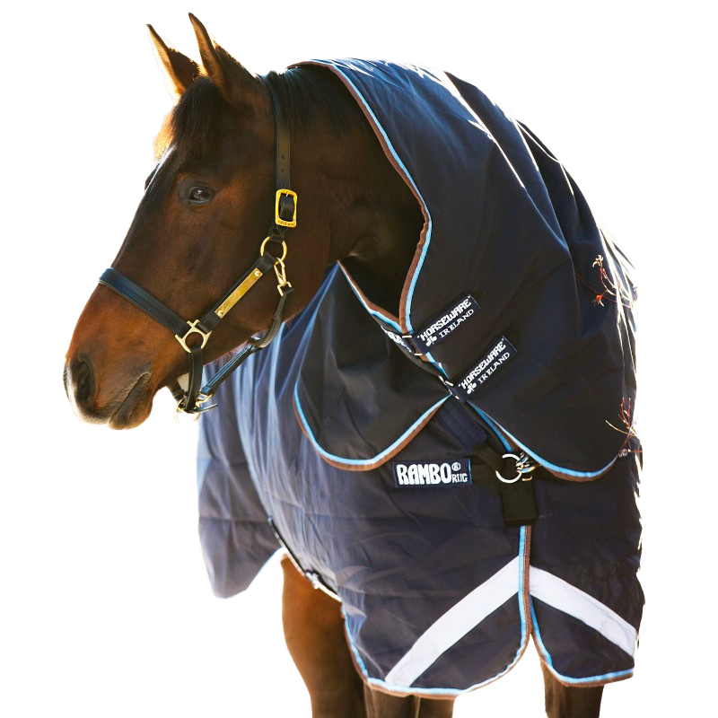 Horseware - Neck Cover for Rambo Duo Rug navy/ sky/ brown 100g | - Ohlala
