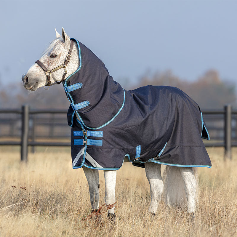 Horseware - Amigo Bravo pony plus neck rug navy/turquoise 250g | - Ohlala