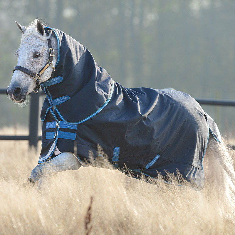Horseware - Amigo Bravo pony plus neck rug navy/turquoise 250g | - Ohlala