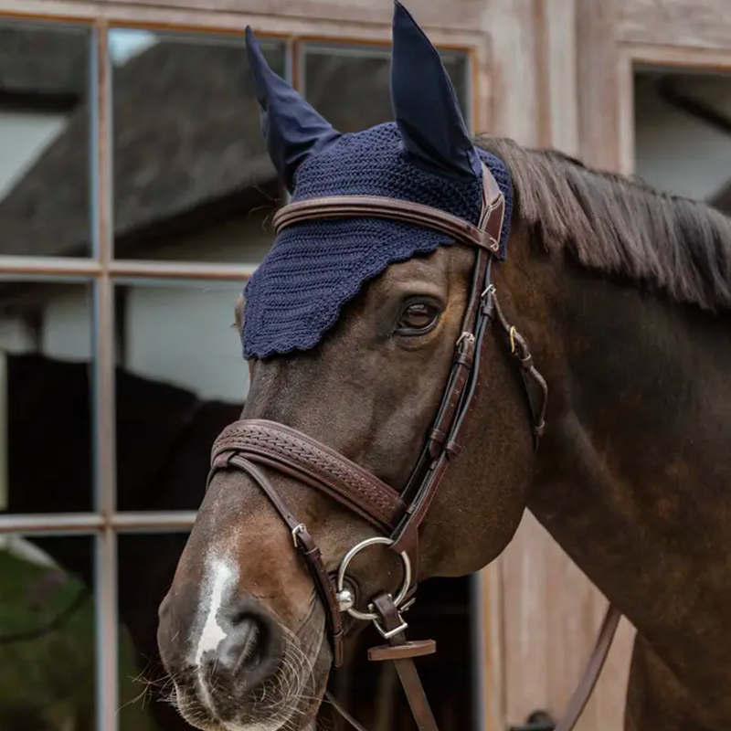 Kentucky Horsewear - Geluidswerend oornetje voor paarden Wellington Wave marineblauw | - Ohlala