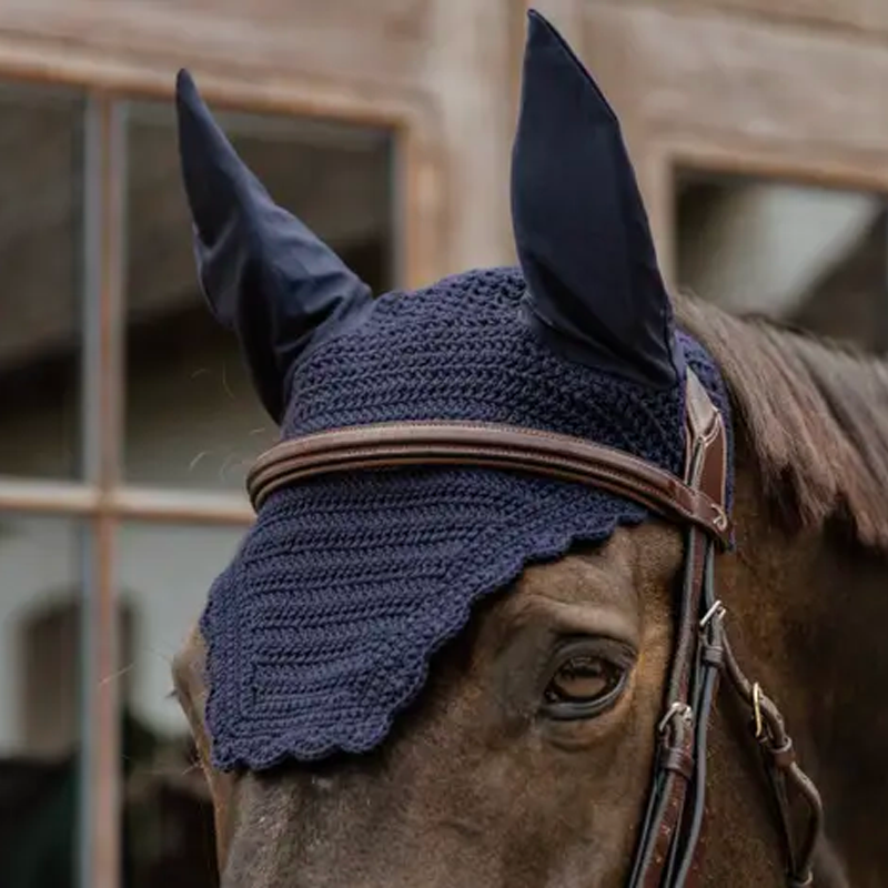 Kentucky Horsewear - Geluidswerend oornetje voor paarden Wellington Wave marineblauw | - Ohlala