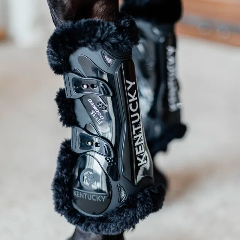Kentucky Horsewear - Offene Gamaschen Schaffell schwarz vegan Bamboo Elastik schwarz | - Ohlala