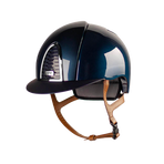 KEP - Casque d'équitation Cromo 2.0 Shine blue visière standard jugulaire beige | - Ohlala