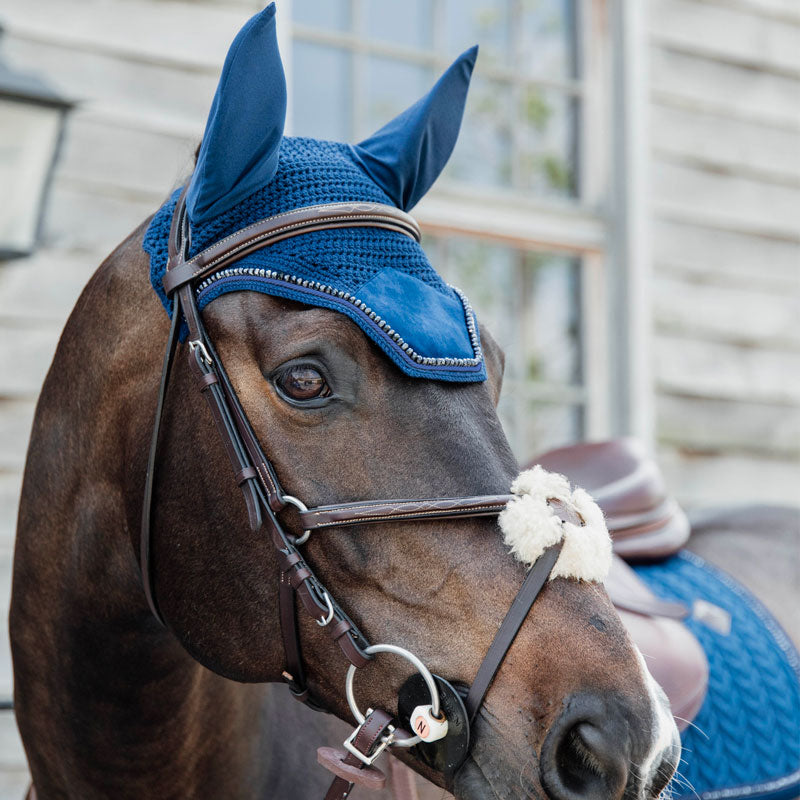 Kentucky Horsewear - Fly Veil Wellington Velvet pearls navy | - Ohlala