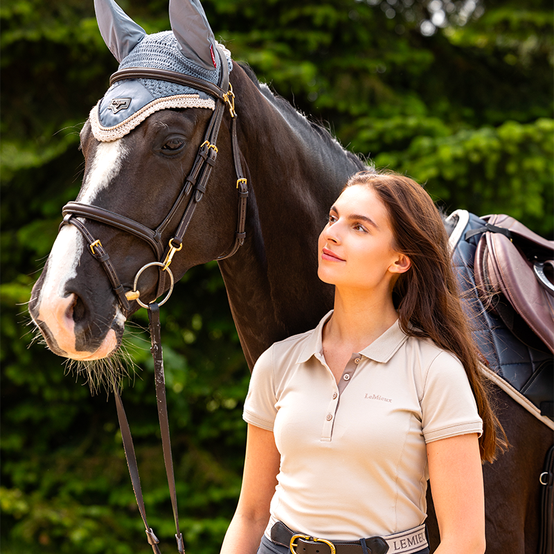 Lemieux - Damska koszulka polo z krótkim rękawem Classic stone | - Ohlala